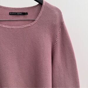 Gudrun Sjoden 100% cotton long sleeve knit sweater L purple pink mauve lagenlook